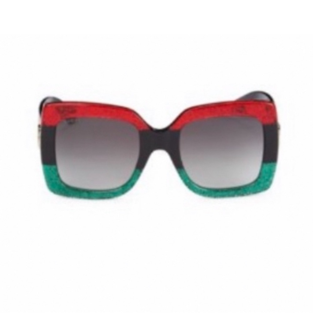 AUTHENTIC PRE OWNED 55mm oversized Large Glitter Sunglasses - Red Black & Green